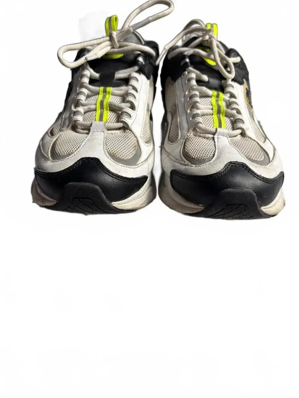Fila unisex Athletic Sneakers White Black and Neon Yellow